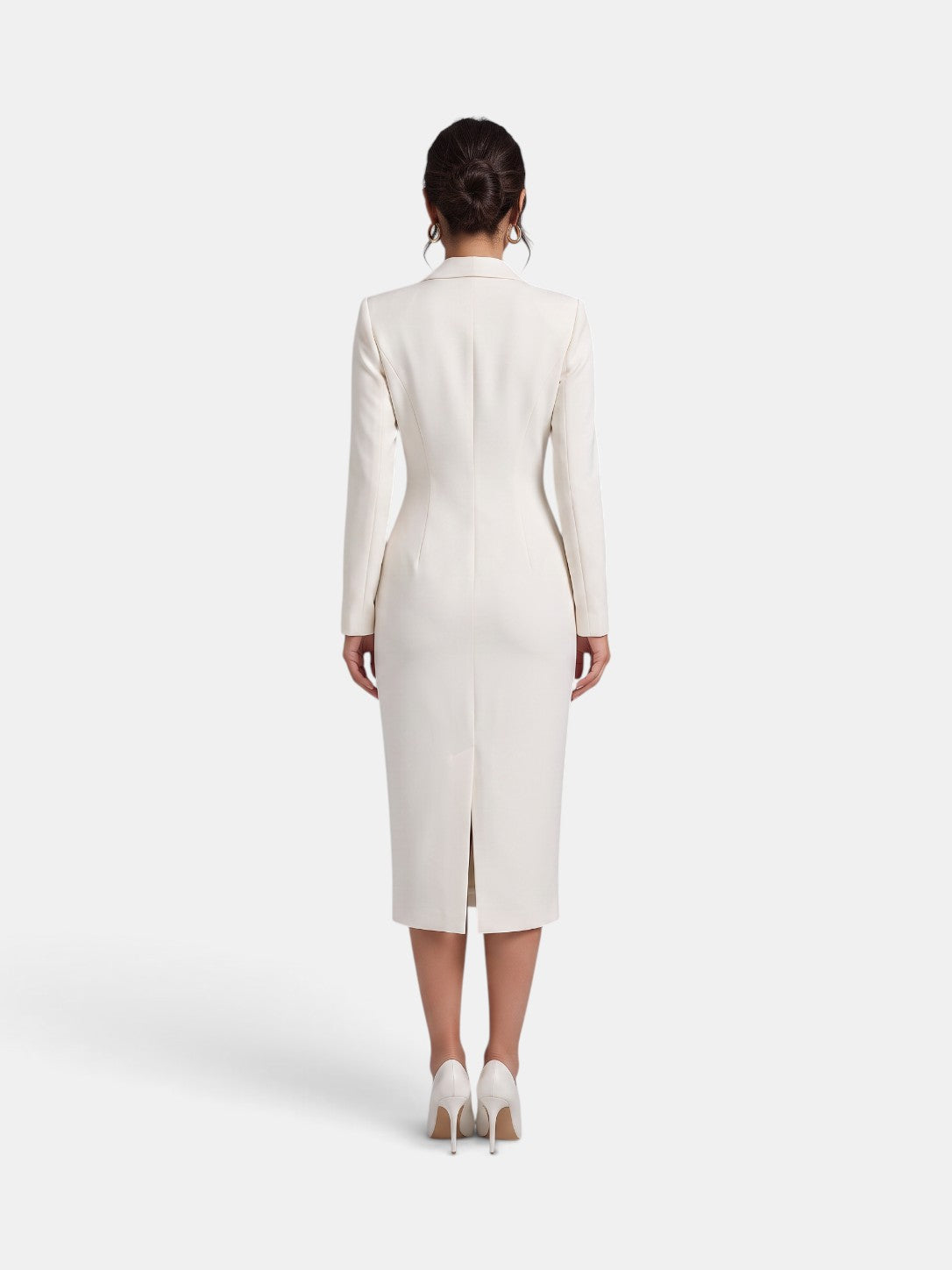 Women's Elegant White Midi Blazer Dress