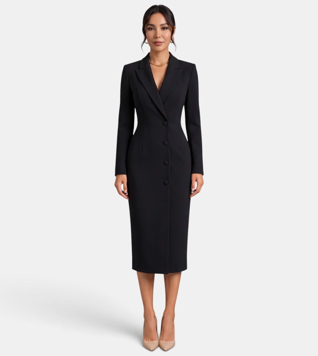 Women's Elegant White Midi Blazer Dress