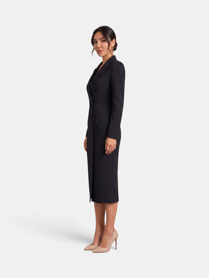 Women's Elegant White Midi Blazer Dress