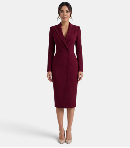 Women's Elegant White Midi Blazer Dress