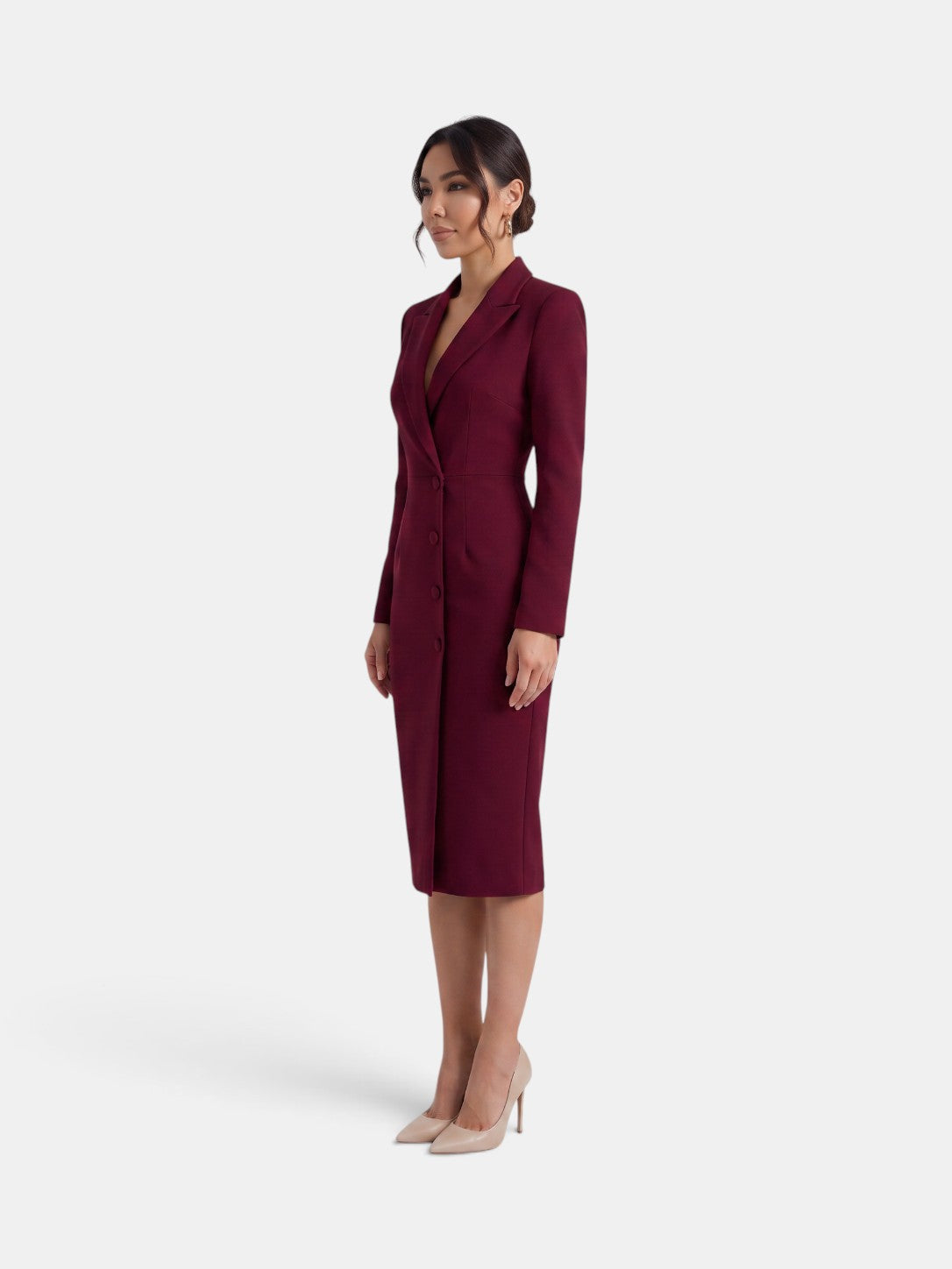 Women's Elegant White Midi Blazer Dress