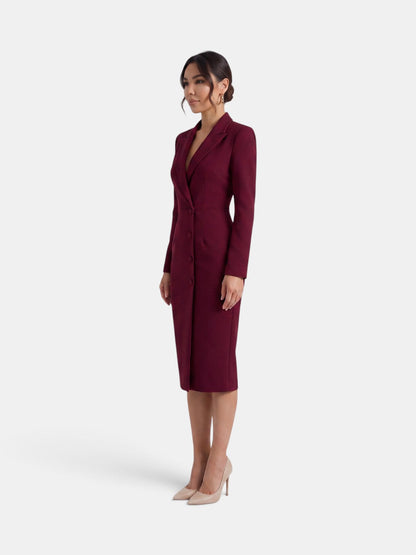 Women's Elegant White Midi Blazer Dress