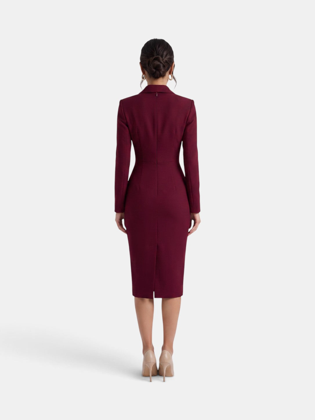 Women's Elegant White Midi Blazer Dress