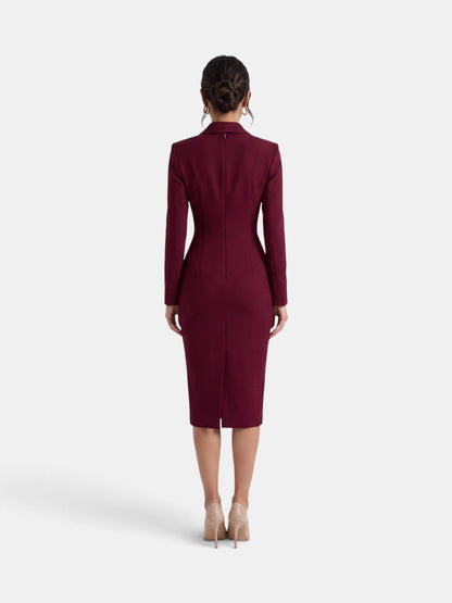 Women's Elegant White Midi Blazer Dress