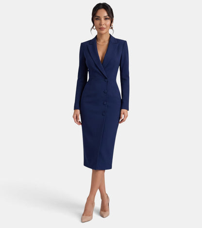 Women's Elegant White Midi Blazer Dress