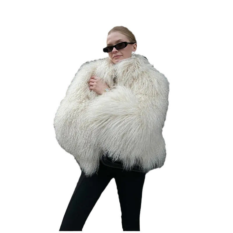 Women's Fluffy High Collar Faux Fur Winter Jacket
