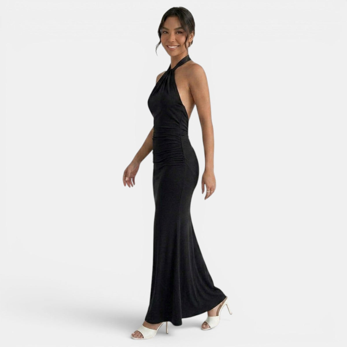 Women's Halter Backless Bodycon Maxi Dress