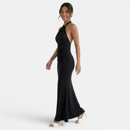 Women's Halter Backless Bodycon Maxi Dress