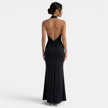 Women's Halter Backless Bodycon Maxi Dress