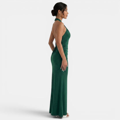 Women's Halter Backless Bodycon Maxi Dress