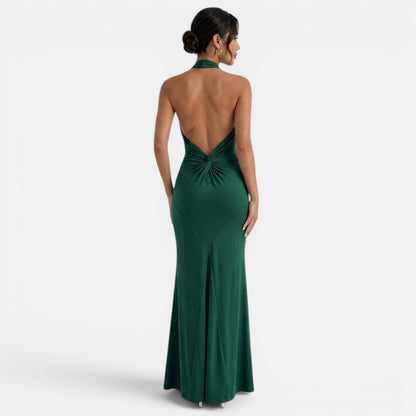 Women's Halter Backless Bodycon Maxi Dress