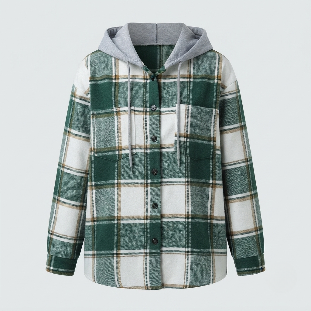 Women's Hooded Plaid Flannel Shacket