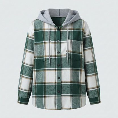 Women's Hooded Plaid Flannel Shacket