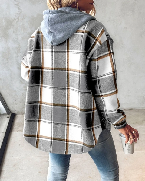 Women's Hooded Plaid Flannel Shacket