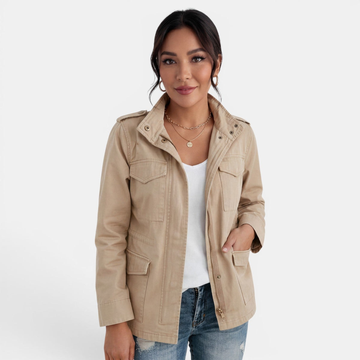 Women's Lightweight Casual Zip-Up Mid-Season Jacket