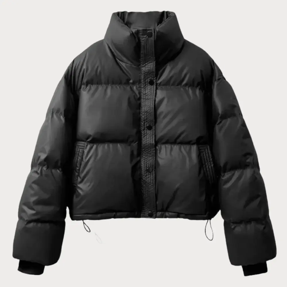 Women's Lightweight Cropped Black Puffer Jacket