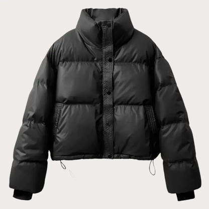Women's Lightweight Cropped Black Puffer Jacket