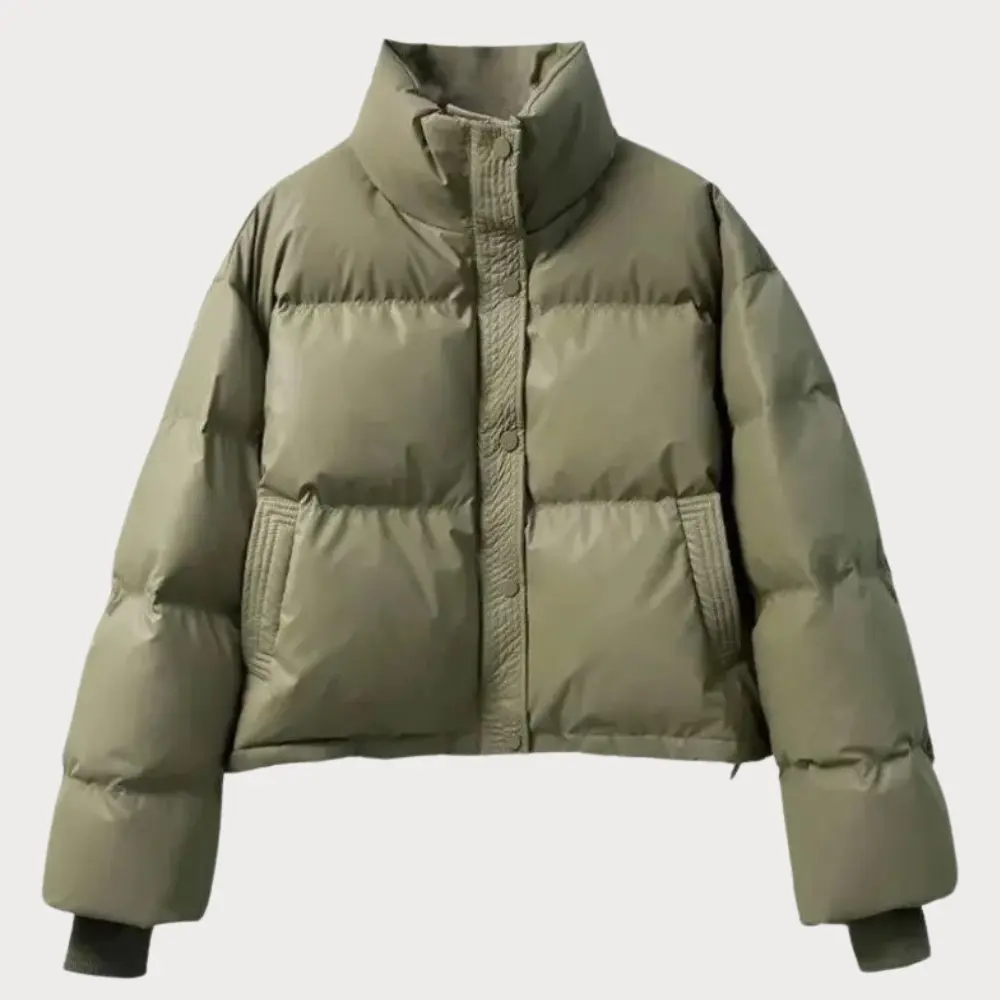Women's Lightweight Cropped Black Puffer Jacket
