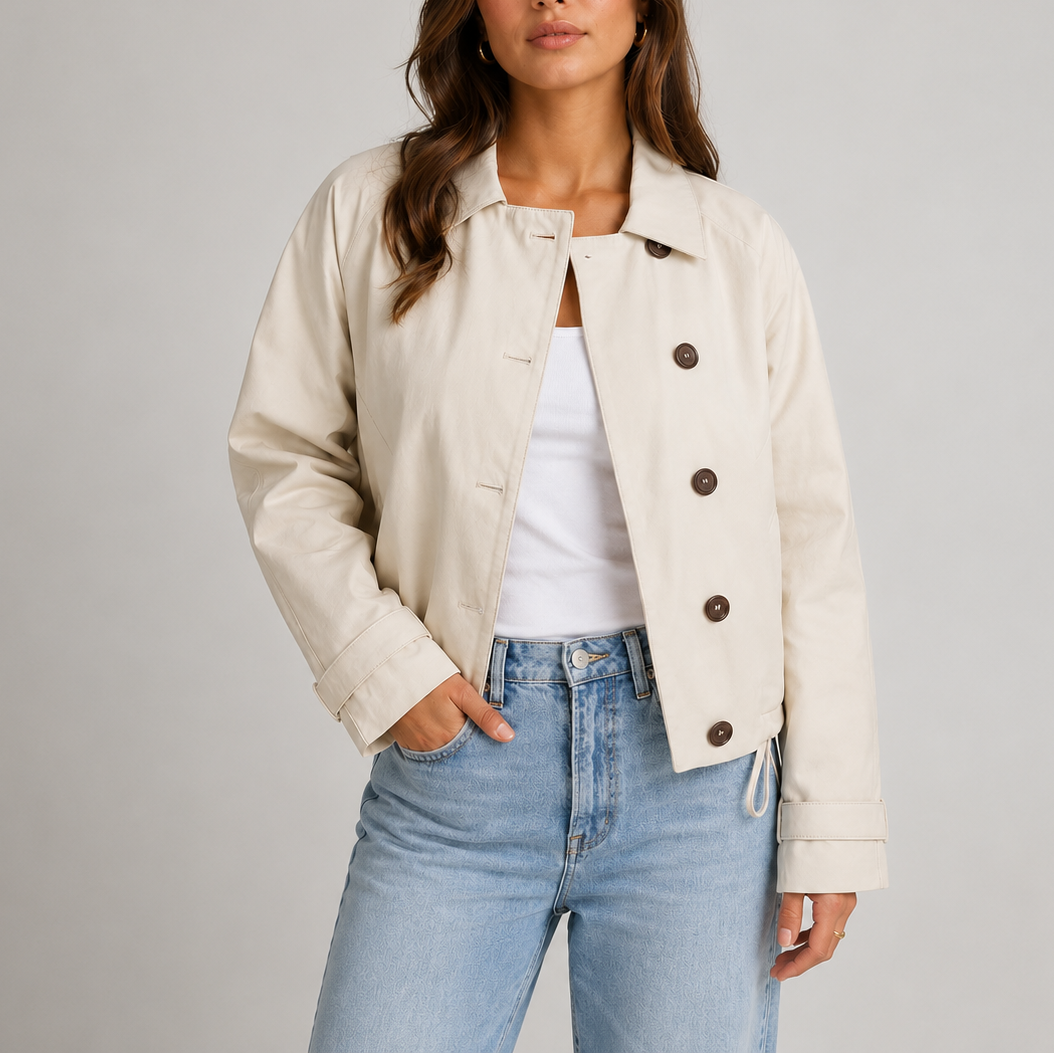 Women's Lightweight Cropped Classic Collar Jacket