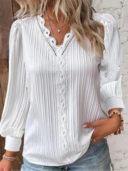 Women's Lightweight Lace Puff Sleeve Blouse