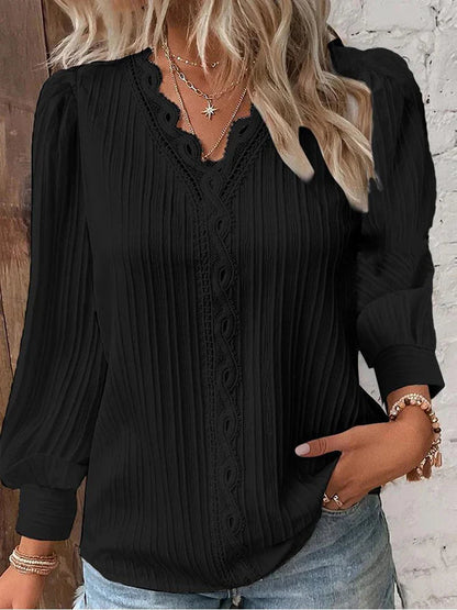 Women's Lightweight Lace Puff Sleeve Blouse