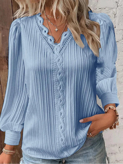 Women's Lightweight Lace Puff Sleeve Blouse