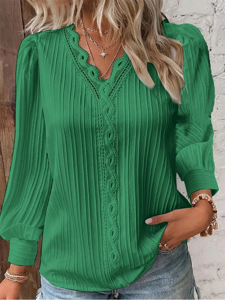 Women's Lightweight Lace Puff Sleeve Blouse