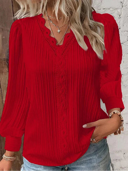 Women's Lightweight Lace Puff Sleeve Blouse