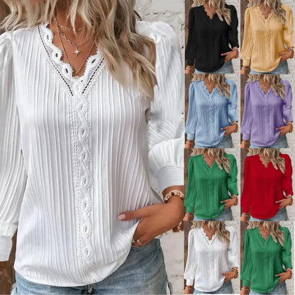 Women's Lightweight Lace Puff Sleeve Blouse