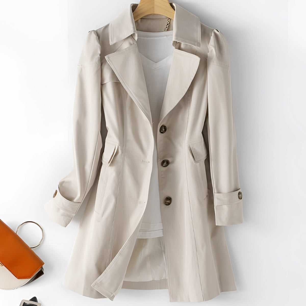 Women's Lightweight Trench Coat | Elegant Double-Breasted Spring Fall Outerwear