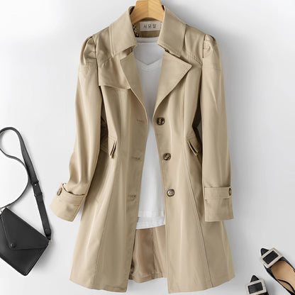 Women's Lightweight Trench Coat | Elegant Double-Breasted Spring Fall Outerwear