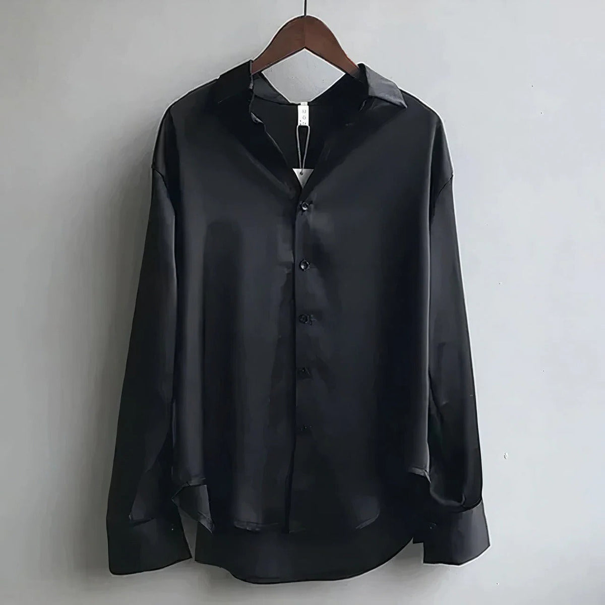 Women's Long Sleeve Satin Button-Down Blouse