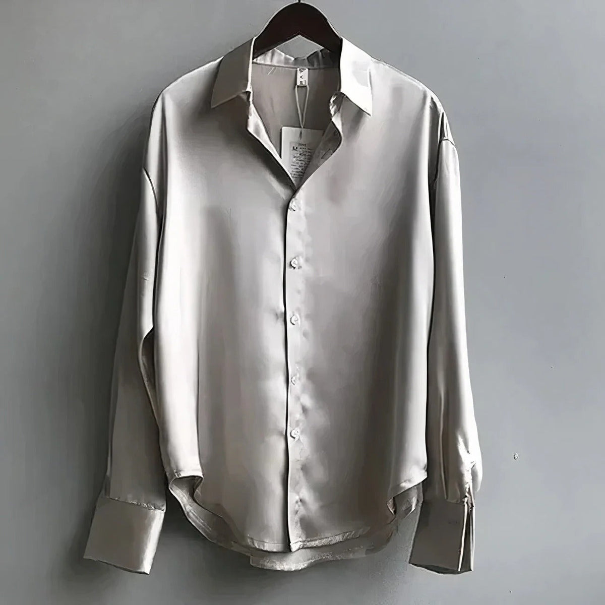 Women's Long Sleeve Satin Button-Down Blouse