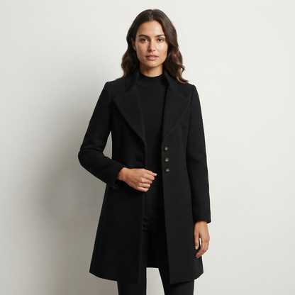 Women's Longline Tailored Wool-Blend Winter Coat
