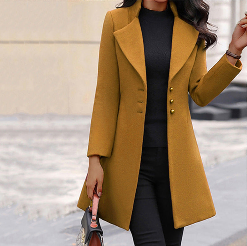 Women's Longline Tailored Wool-Blend Winter Coat