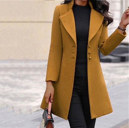 Women's Longline Tailored Wool-Blend Winter Coat