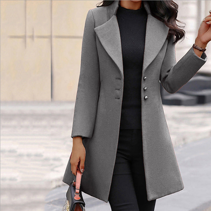 Women's Longline Tailored Wool-Blend Winter Coat