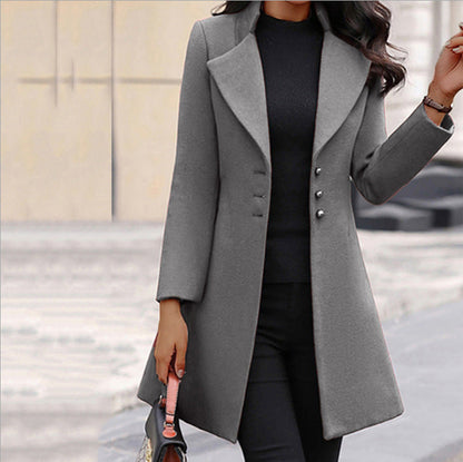 Women's Longline Tailored Wool-Blend Winter Coat
