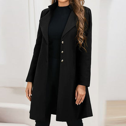 Women's Longline Tailored Wool-Blend Winter Coat