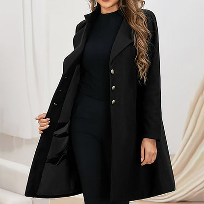 Women's Longline Tailored Wool-Blend Winter Coat