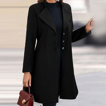 Women's Longline Tailored Wool-Blend Winter Coat