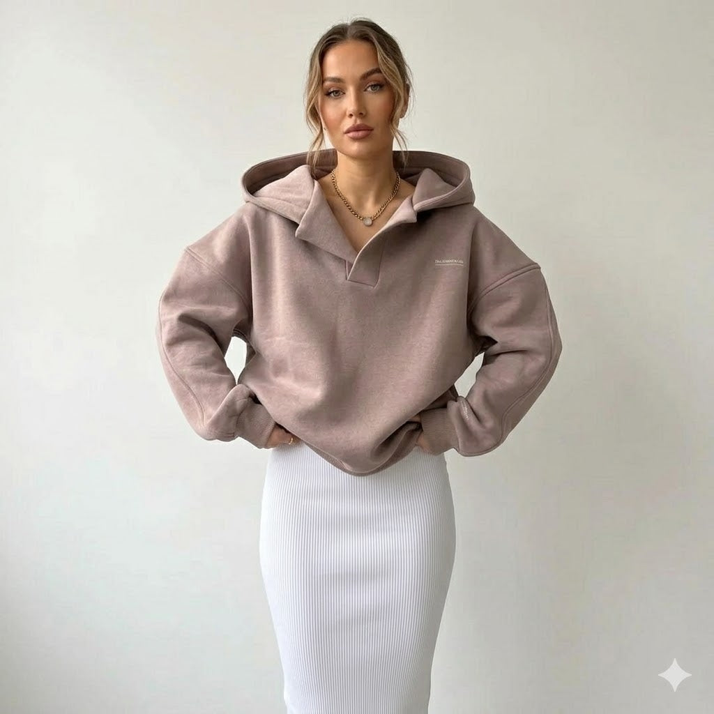 Women's Oversized Crossover Cotton Hoodie