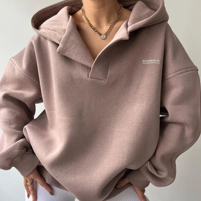 Women's Oversized Crossover Cotton Hoodie