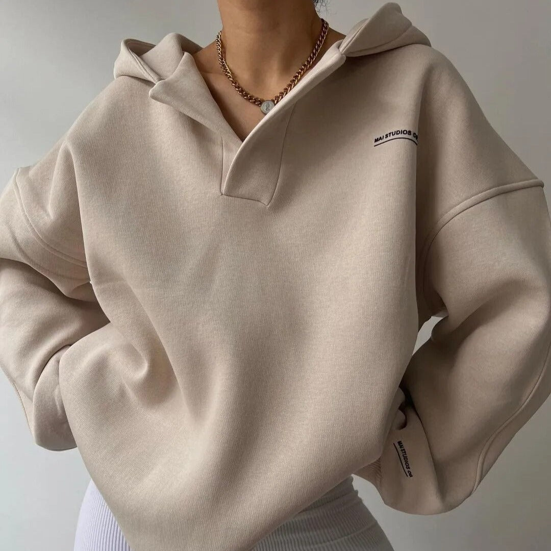 Women's Oversized Crossover Cotton Hoodie