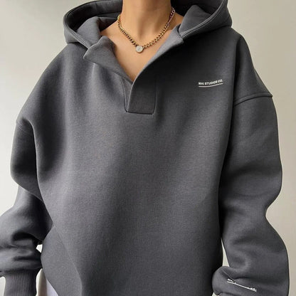 Women's Oversized Crossover Cotton Hoodie