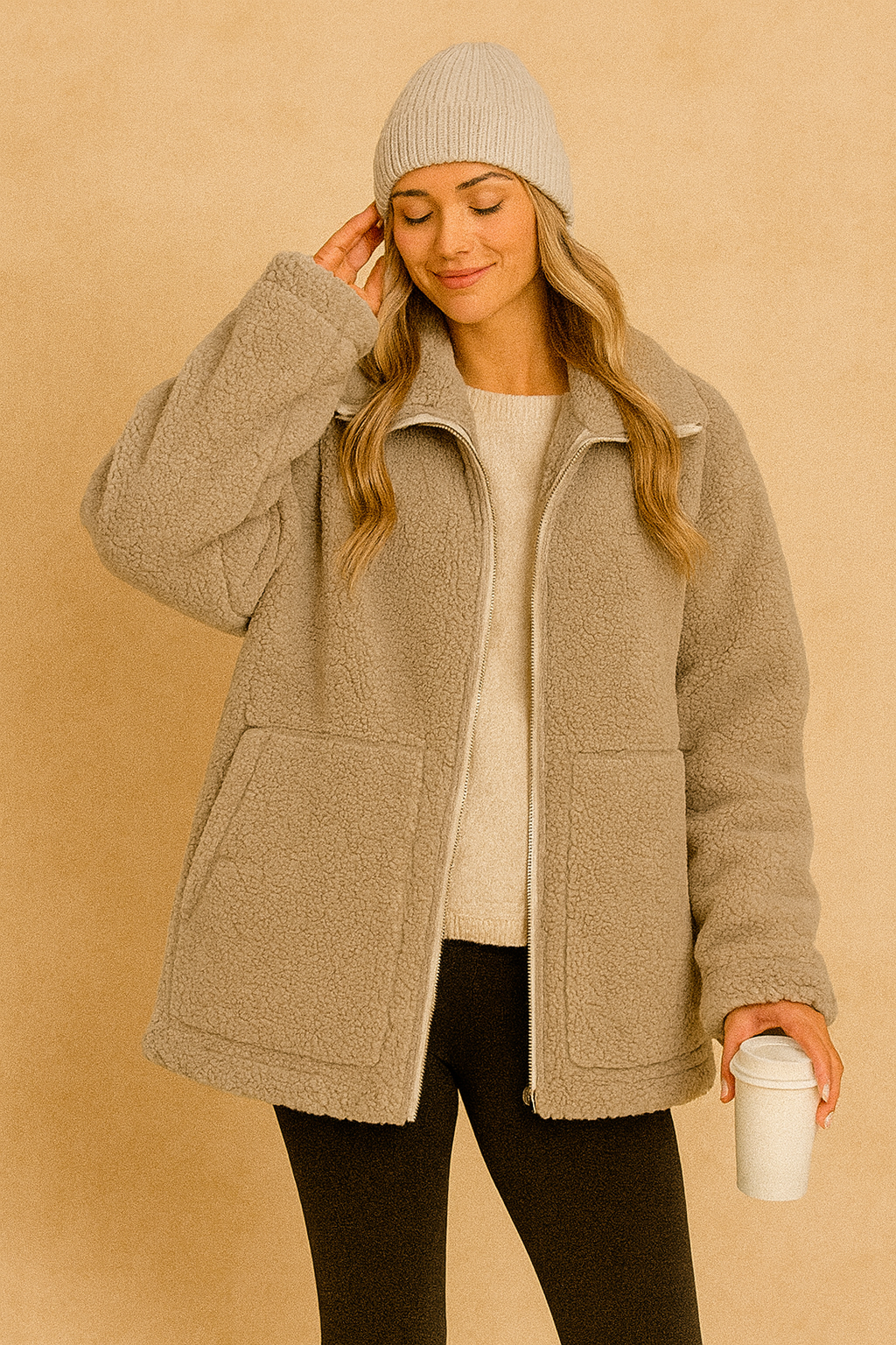 Women's Oversized Plush Teddy Fleece Winter Jacket