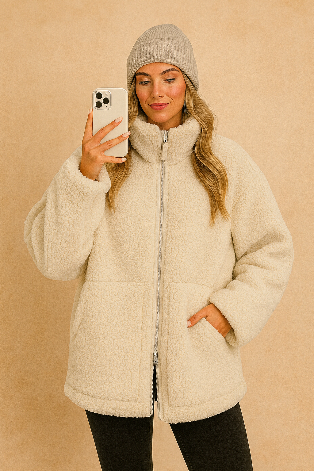 Women's Oversized Plush Teddy Fleece Winter Jacket