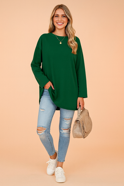 Women's Relaxed Oversized Long Sleeve Tunic Top
