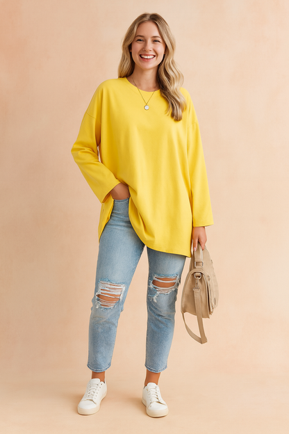 Women's Relaxed Oversized Long Sleeve Tunic Top
