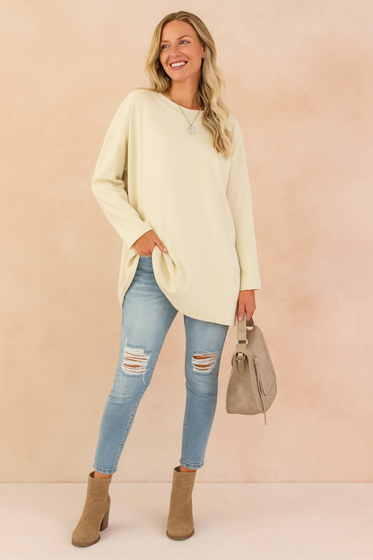 Women's Relaxed Oversized Long Sleeve Tunic Top